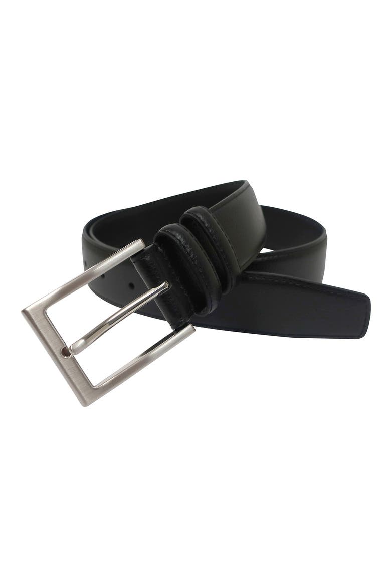 Stitched Pebble Leather Belt, Alternate, color, BLACK