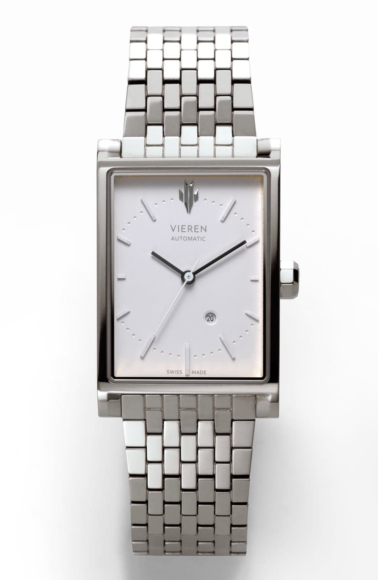 VIEREN Matte White Swiss Automatic Watch, Main, color, White