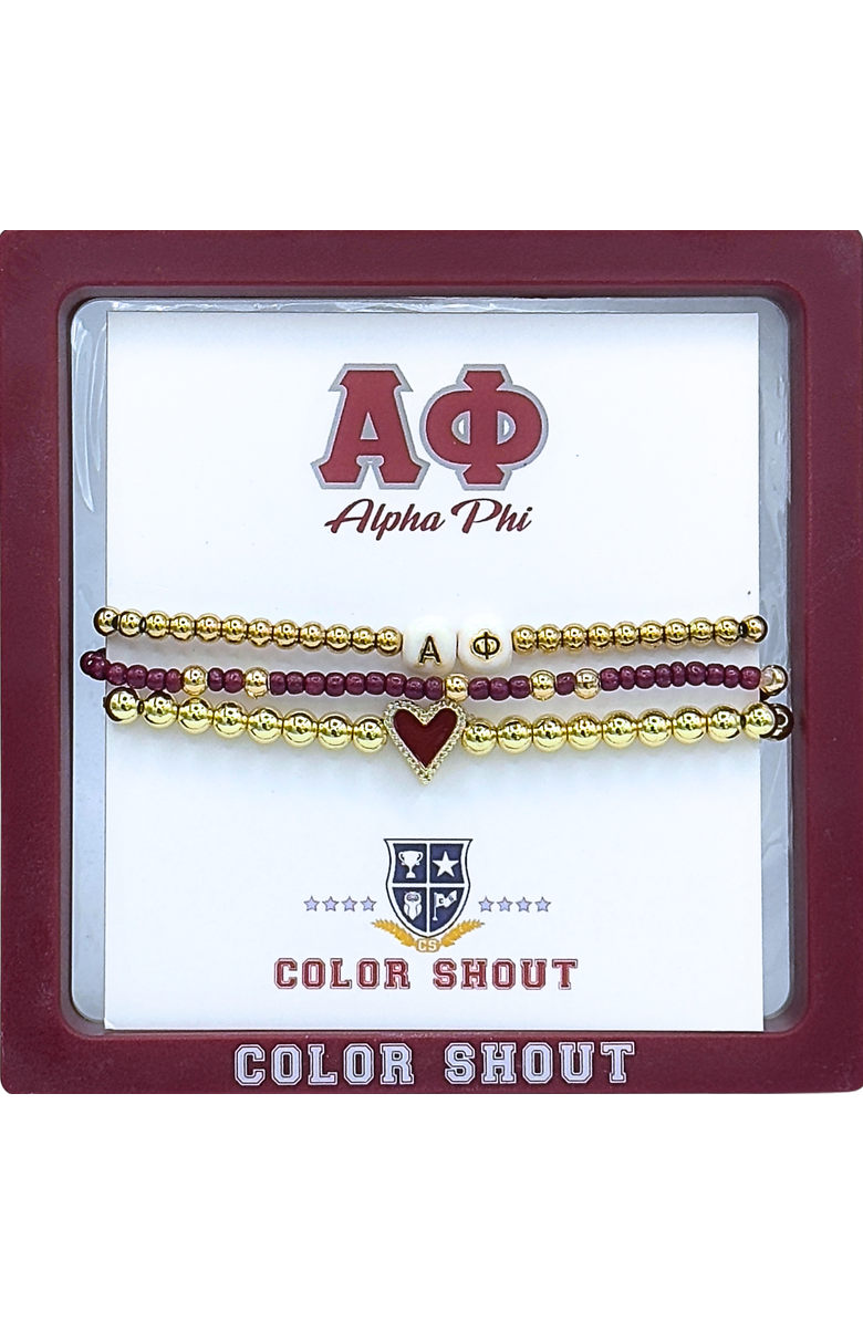 Color Shout Alpha Phi Love My Sorority Bracelet Stack, Alternate, color, Yellow Gold