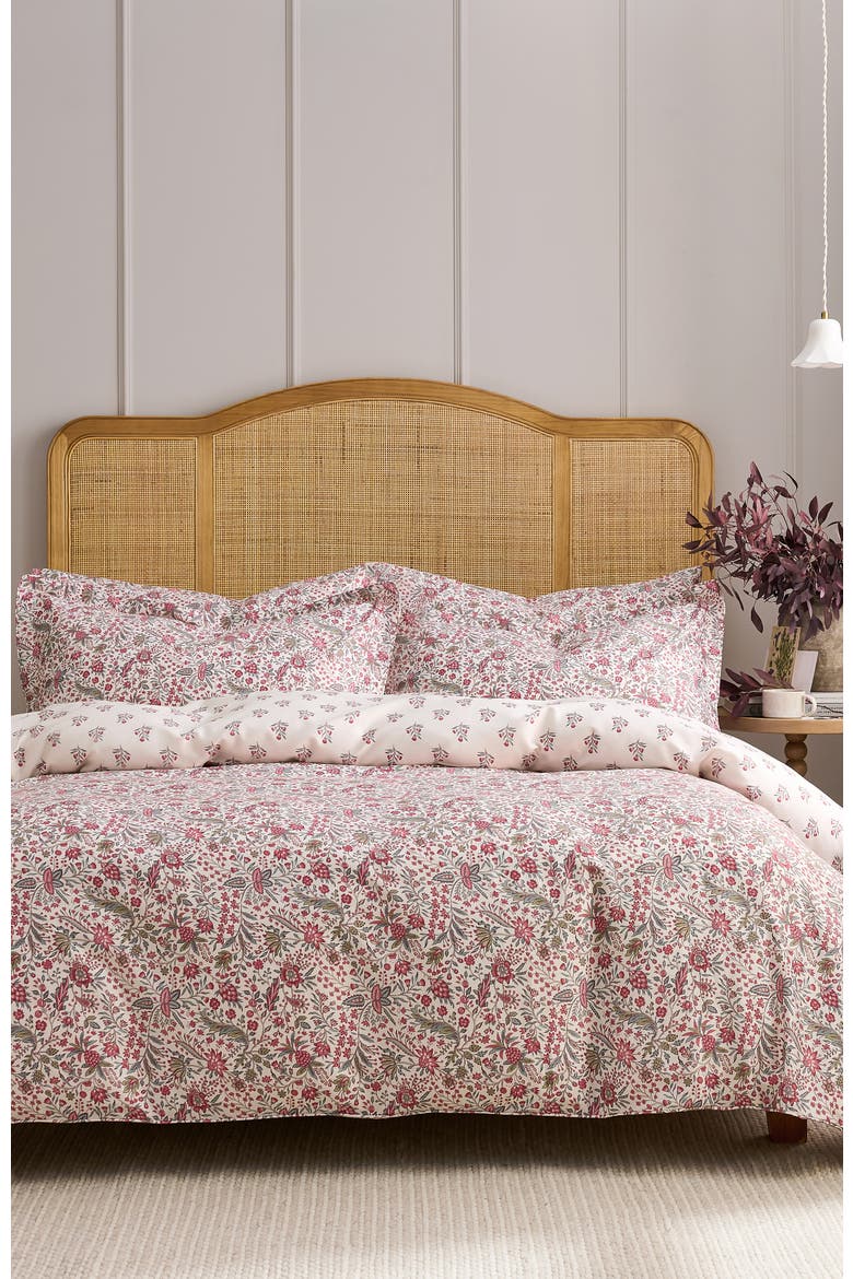 Newstead Luxury Cotton Sateen Reversible Floral Duvet Cover Sets, Alternate, color, Mulberry