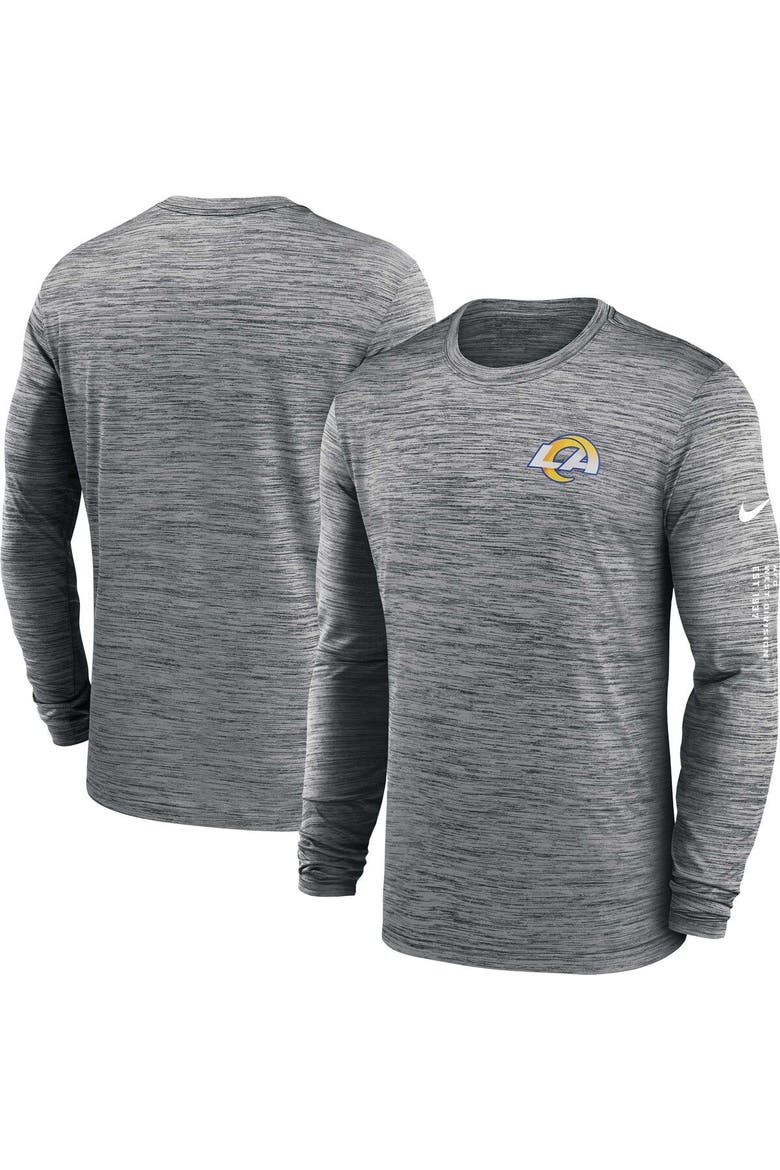 Men's Nike  Anthracite Los Angeles Rams Velocity Long Sleeve T-Shirt, Main, color, Anthracite
