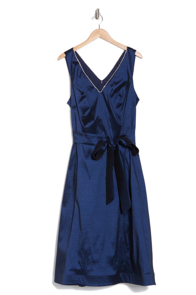 V-Neck Midi Dress, Alternate, color, NAVY