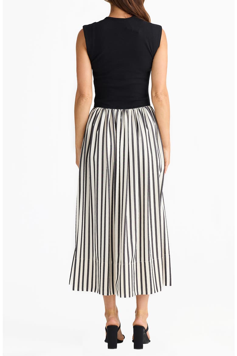 Daphne Sleeveless Mixed Media Dress, Alternate, color, BLACK STRIPE