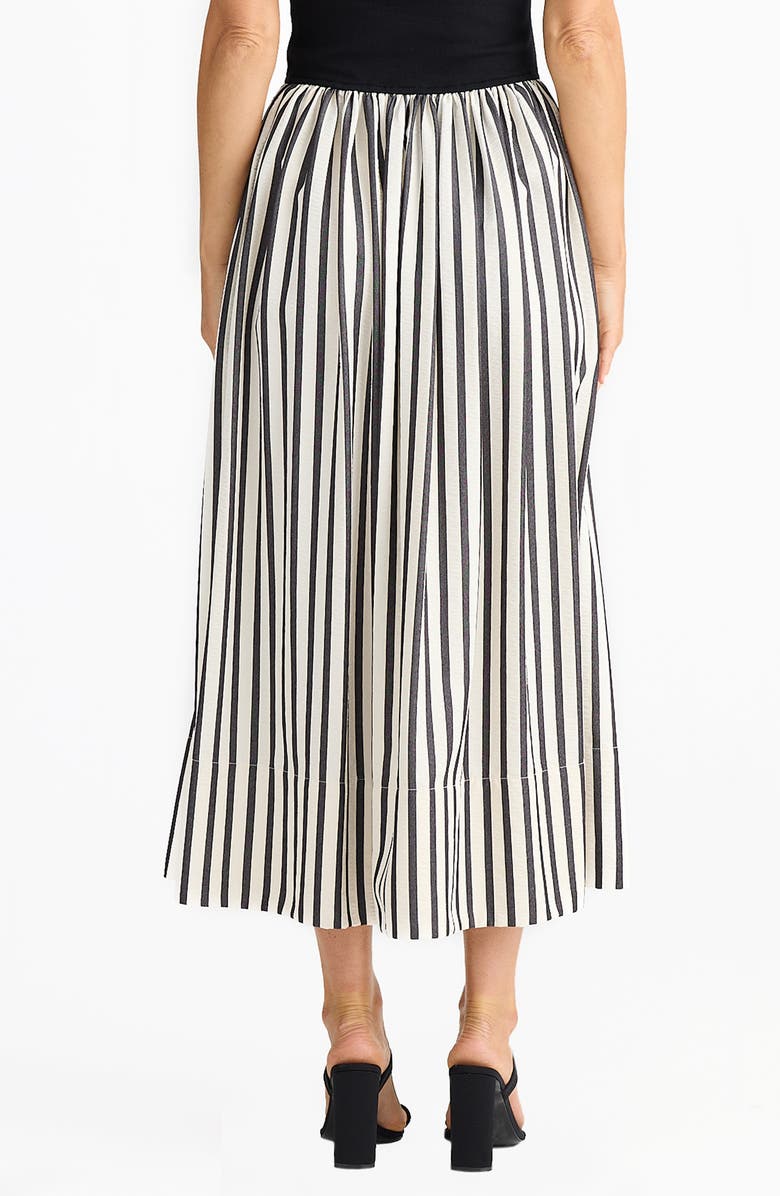 Brave+True Daphne Sleeveless Mixed Media Dress, Alternate, color, Black Stripe