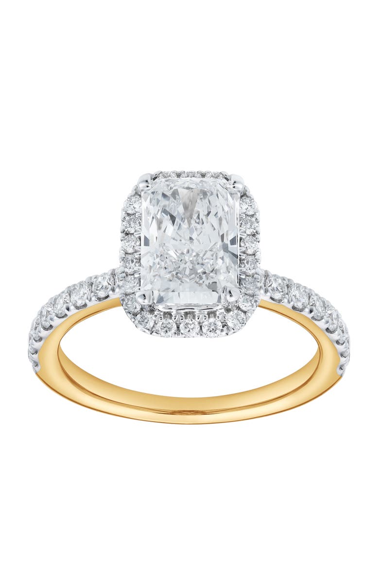 LuvMyJewelry Basma 14K Yellow Gold Radiant Cut Lab Grown Diamond Halo Engagement Ring - 2.0 Ct, Main, color, 14K Yellow Gold