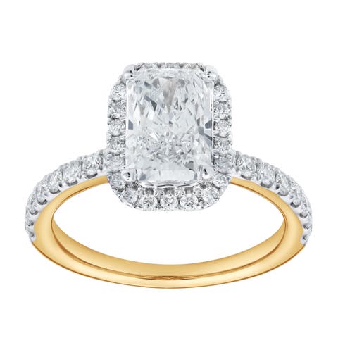 Basma 14K Yellow Gold Radiant Cut Lab Grown Diamond Halo Engagement Ring - 2.0 Ct
