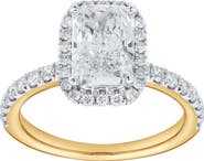 LuvMyJewelry Basma 14K Yellow Gold Radiant Cut Lab Grown Diamond Halo Engagement Ring - 2.0 Ct