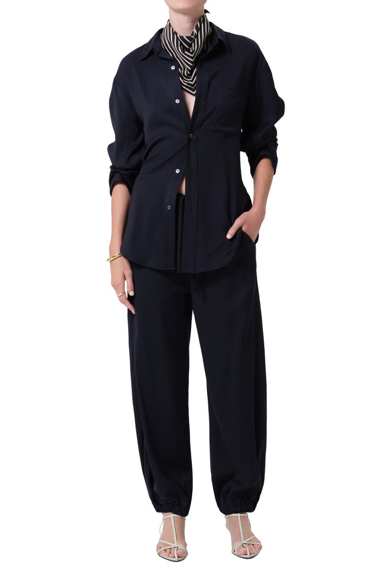Kayla Oversize Button-Up Shirt, Alternate, color, NAVY