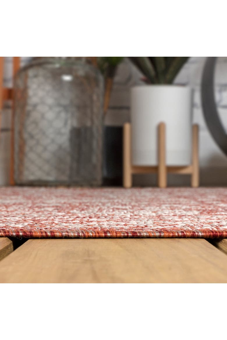 Tela Bohemian Textured Weave Floral Octagon Indoor/Outdoor Area Rug, Alternate, color, Red/Taupe