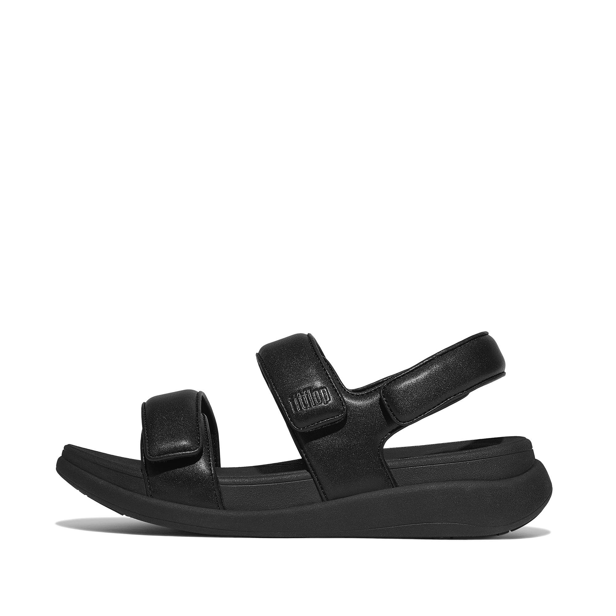 FitFlop F-Mode Go Adj Flatform Sandal, Alternate, color, All Black