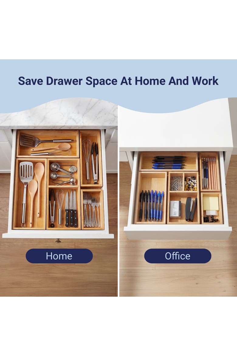 Eldora Handcrafted 5-Piece Multi-Use Individual  Drawer Organizer Boxes, Alternate, color, Natural