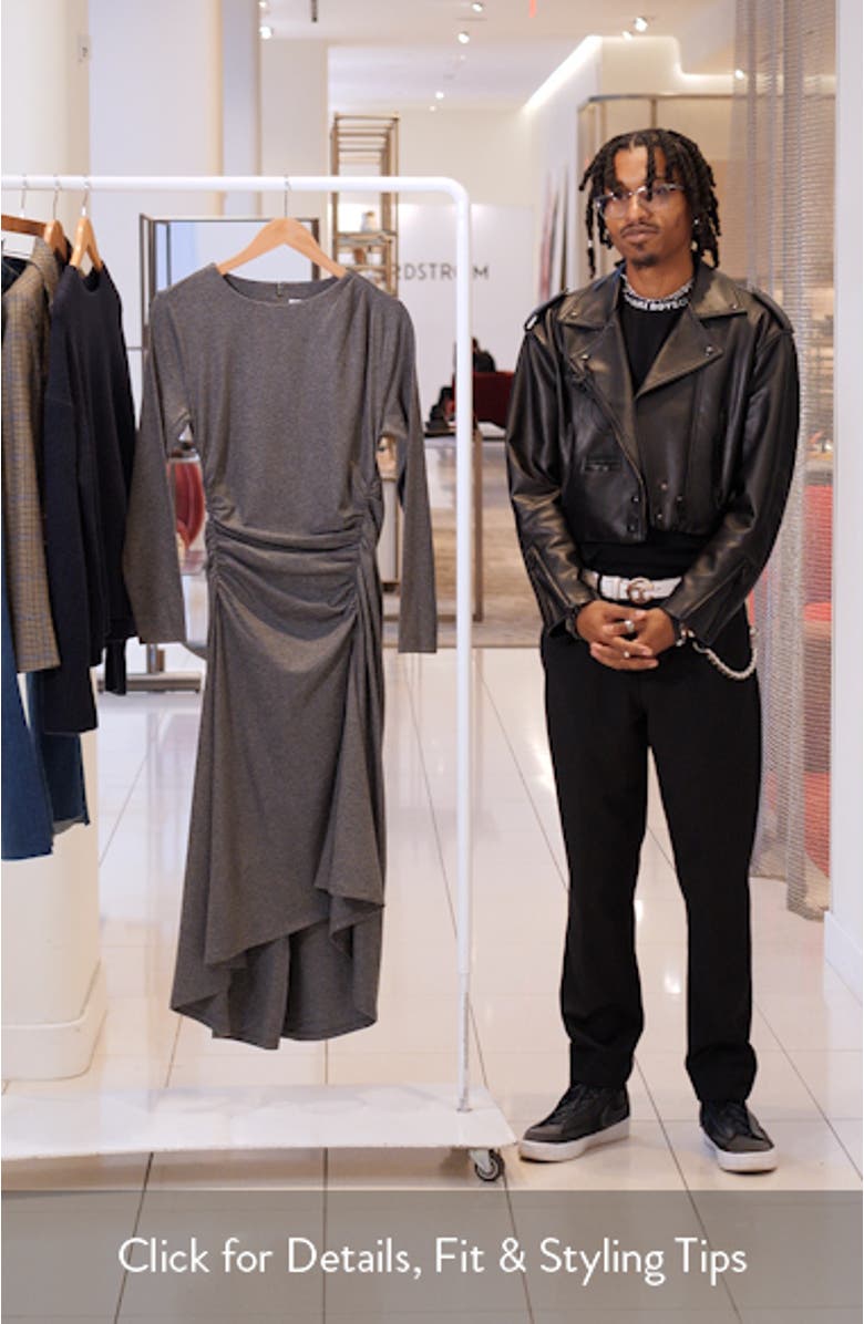 Theodora Ruched Long Sleeve Midi Dress, sales video thumbnail