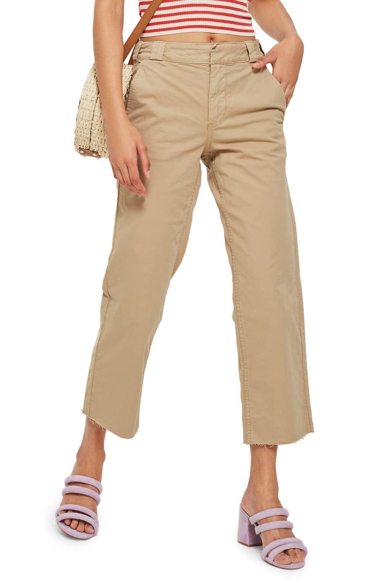 Topshop Raw Hem Straight Leg Chinos, Main, color,