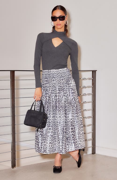 Fifteen Twenty Rhea Print Smock Waist Cotton Blend Midi Skirt In Animal Print