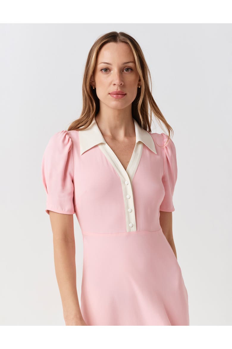 Elodie Contrast Collar Midi Dress, Alternate, color, Pink