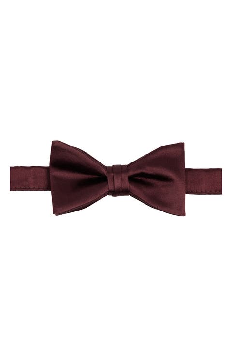 Solid Satin Pre-Tied Bow Tie
