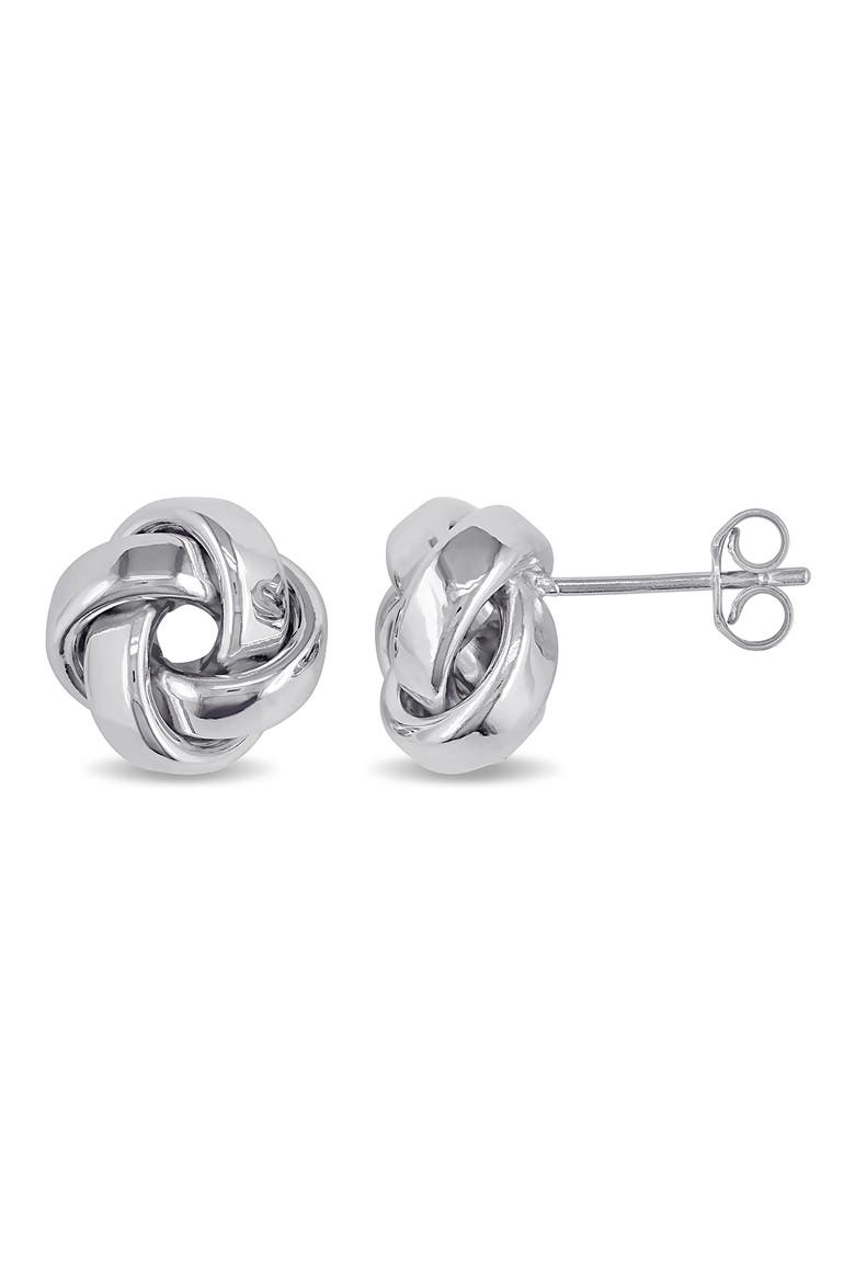 Love Knot Stud Earrings, Main, color, WHITE GOLD