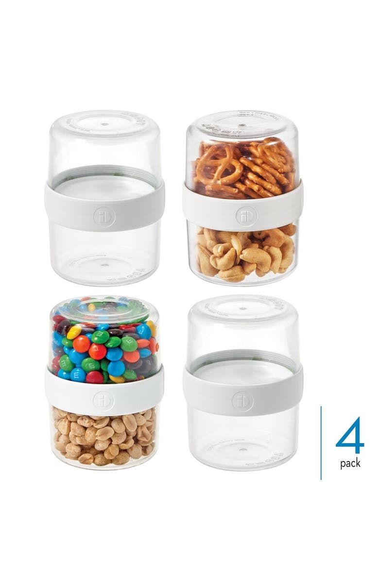 iDesign Small Stack 'n Snack Food Containers - Stackable Snack Containers - Set of 4 - Clear/White, Alternate, color, Clear/White