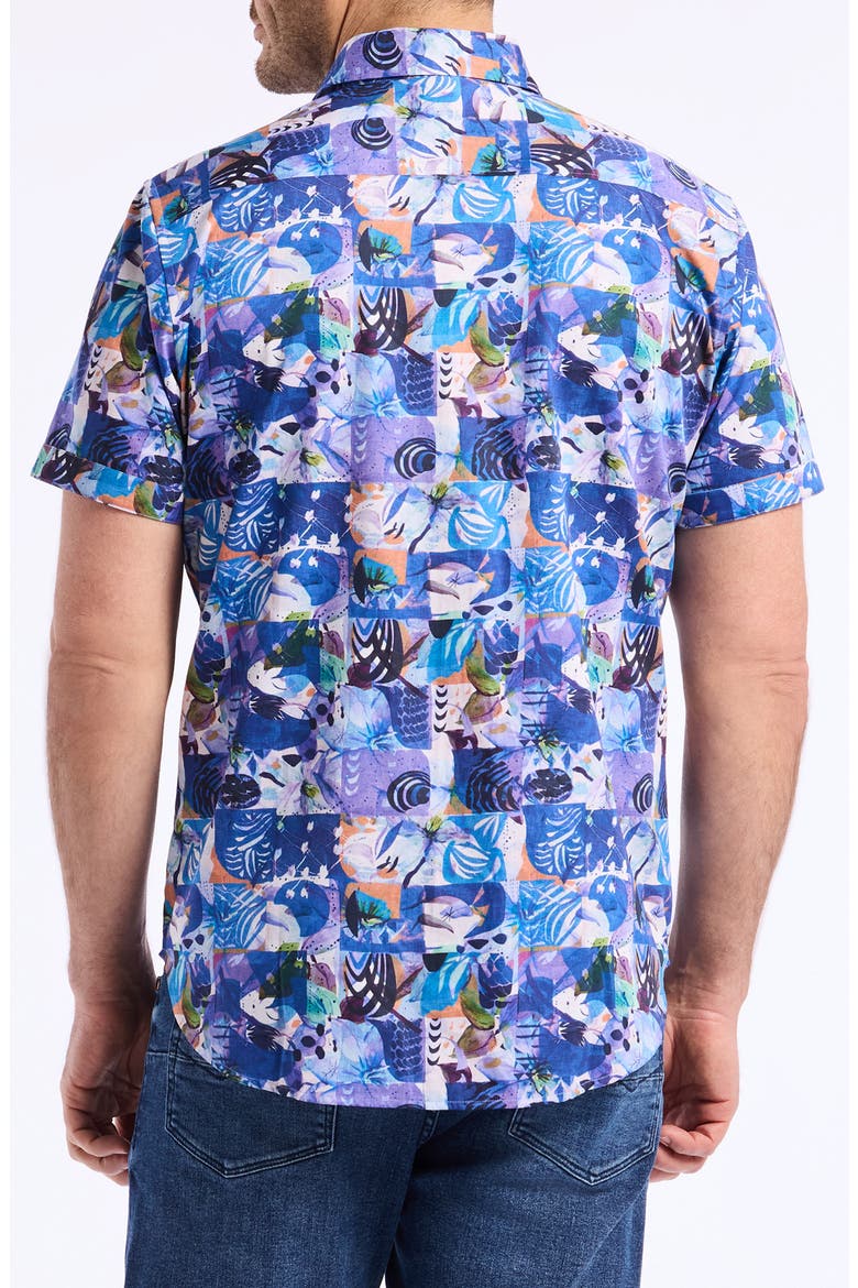 Broward Short Sleeve Cotton Dress Shirt, Alternate, color, BLUE