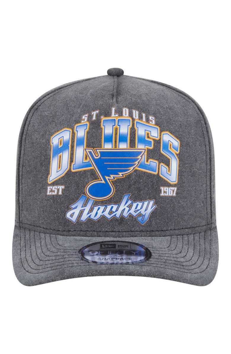 New Era Men's New Era  Charcoal St. Louis Blues Throwback Washed A-Frame Pre-Curved 9FIFTY Snapback Hat, Alternate, color, Charcoal