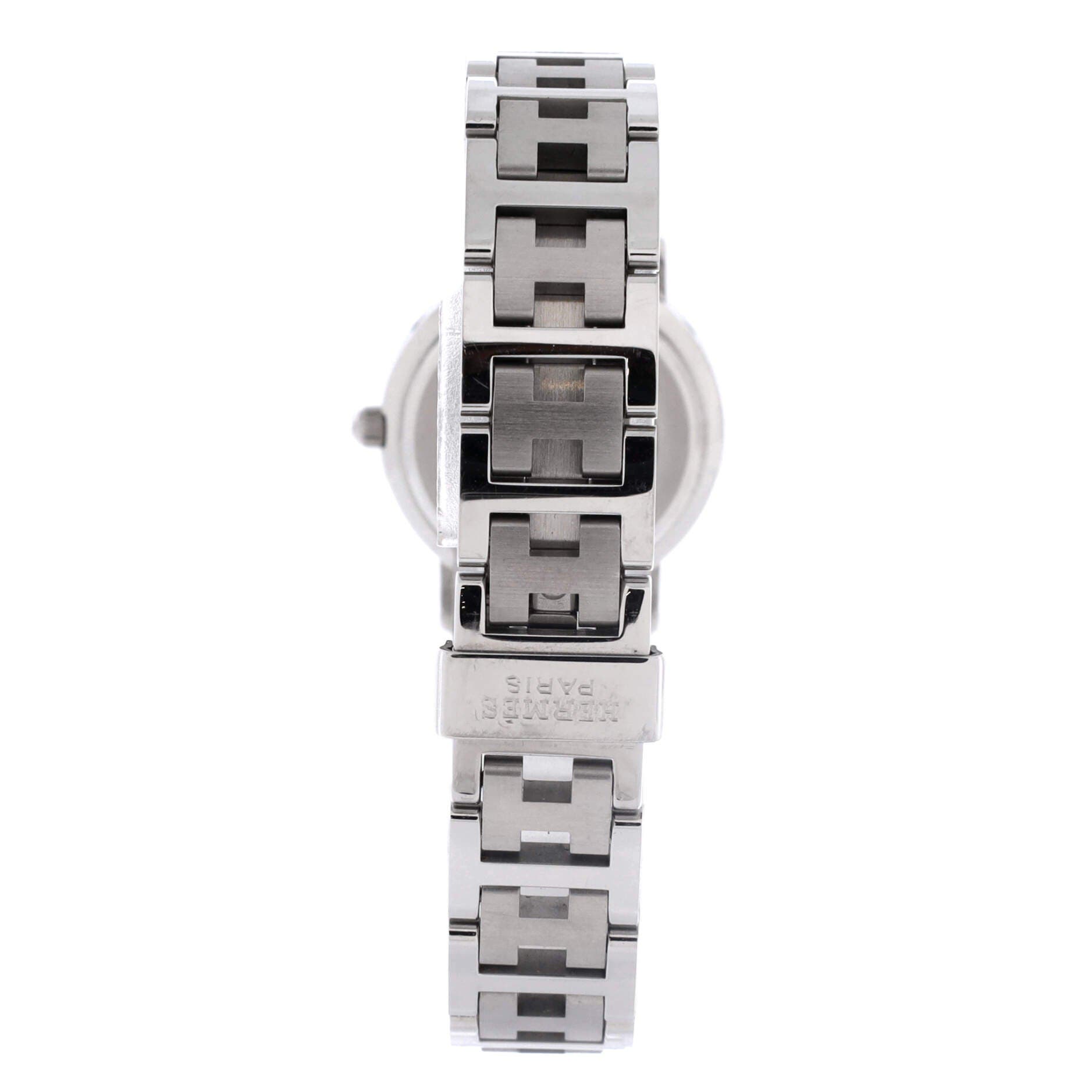 Pre-Owned Hermes Clipper Quartz Watch Stainless Steel 24, Alternate, color, Silver