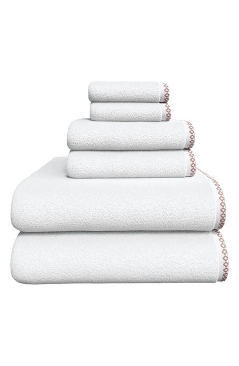 Border Stitch 6-Piece Cotton Towel Set