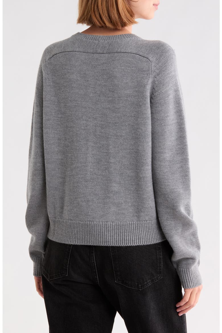 Gem Logo Merino Wool Knit Crewneck Top, Alternate, color, STEEL GREY