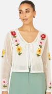 Yumi Crochet Embroidered Flower Cardigan