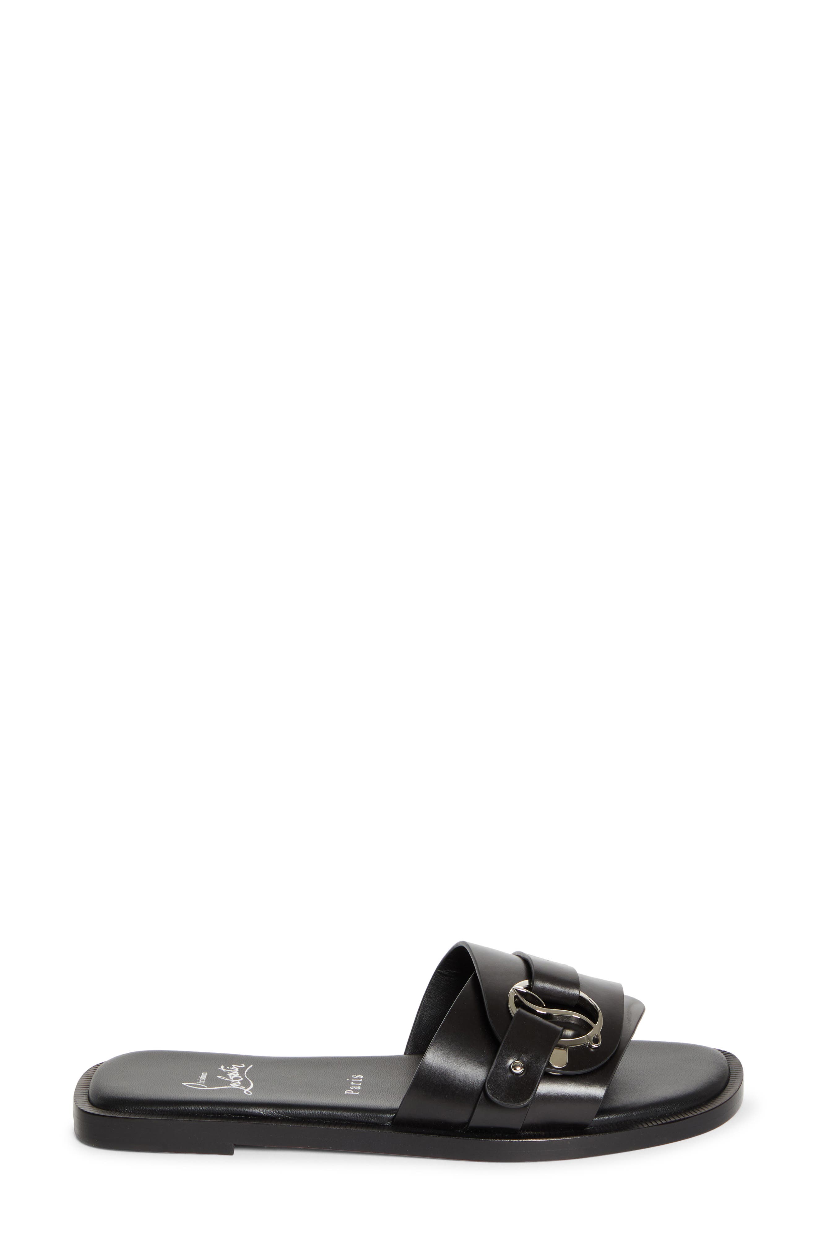Christian Louboutin Chamebelimule Slide Sandal, Alternate, color, Black/ Lin Black