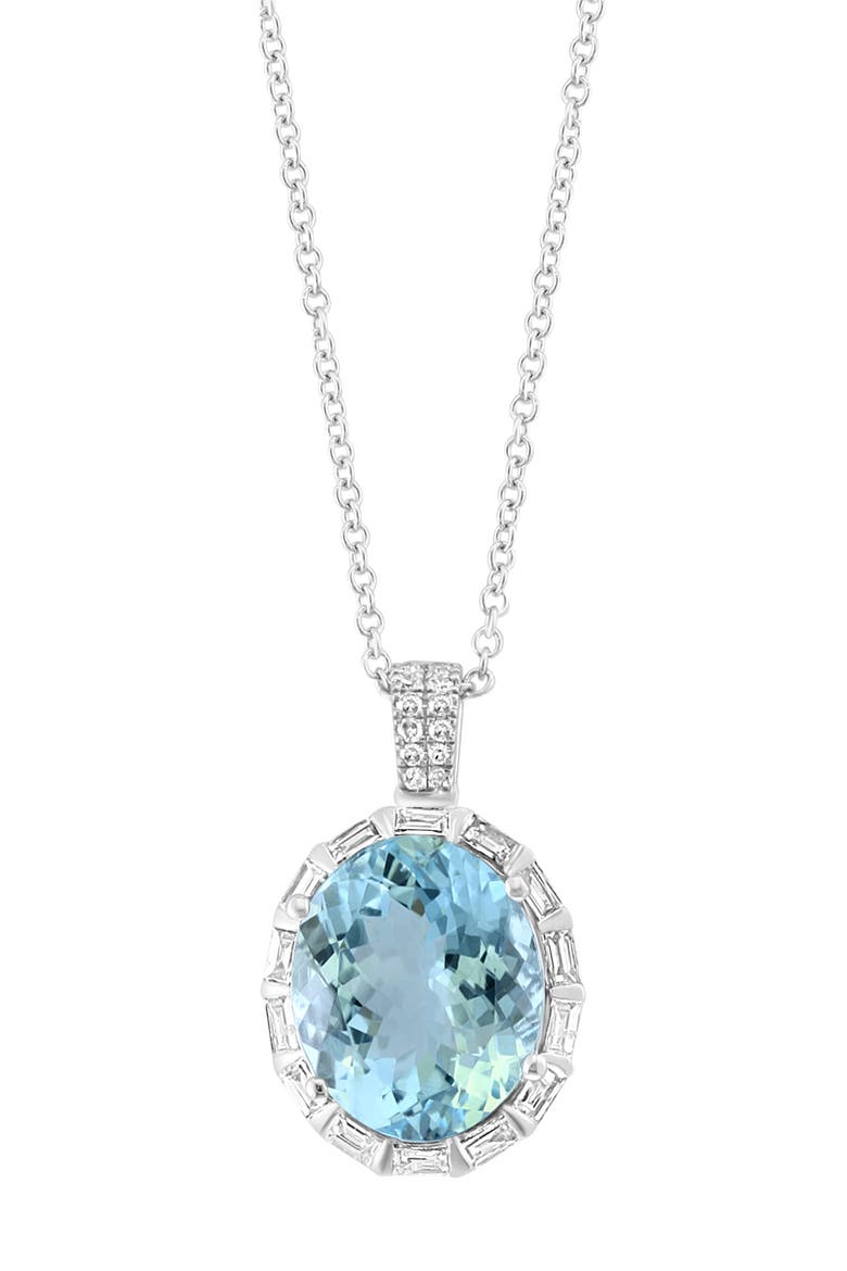 14K White Gold Diamond,Aquamarine Pendant, Main, color, 14K Gold