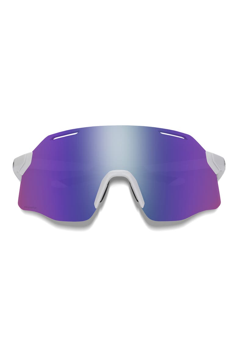 Vert 139mm ChromaPop™ Polarized Shield Sunglasses, Main, color, WHITE / CHROMAPOP VIOLET