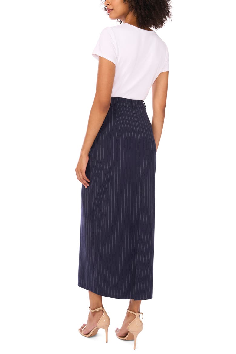 Pinstripe High Rise Midi Skirt, Alternate, color, CLASSIC NAVY