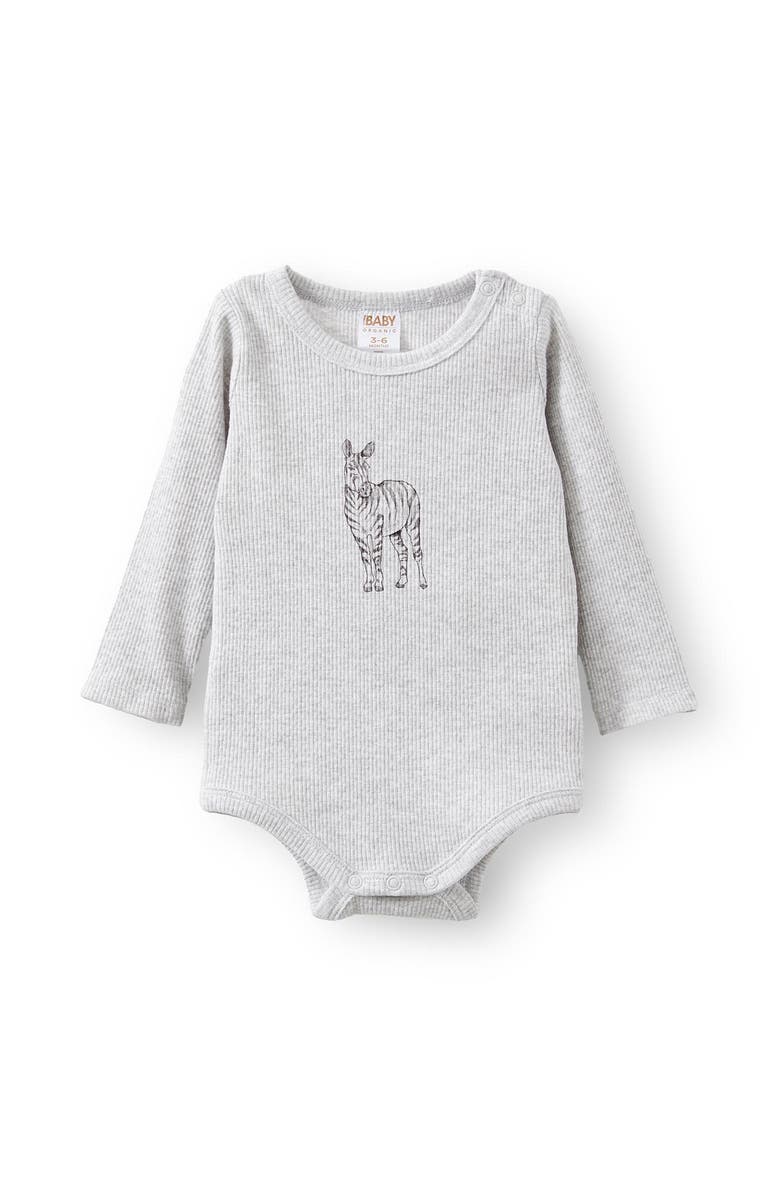Cotton On Kids Organic Pointelle Long Sleeve Bubbysuit, Main, color, Cloud Marle Ziggy Zebra