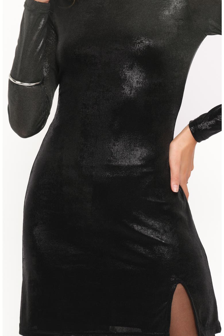Taylor Metallic Long Sleeve Minidress, Alternate, color, BLACK