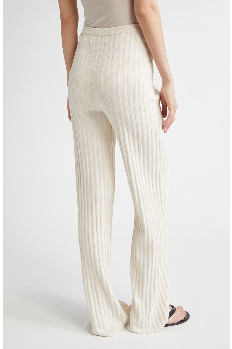 Margeux Rib Kick Flare Pants, Alternate, color, PEBBLE/ WHITE MULTI