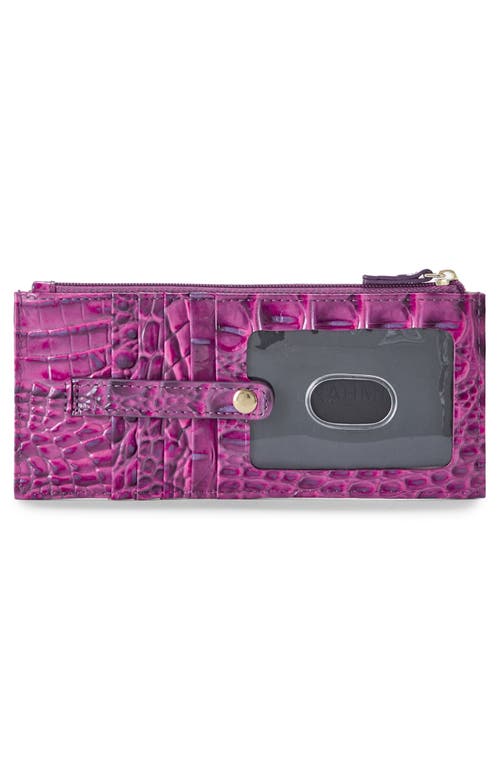 Brahmin Melbourne Croc Embossed Leather Card Wallet In Purple