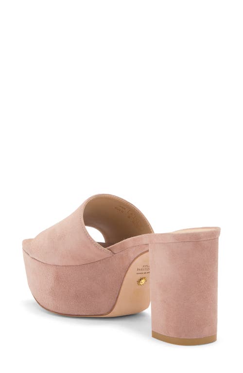 Stuart Weitzman Square High Suede Platform Sandals In Fawn