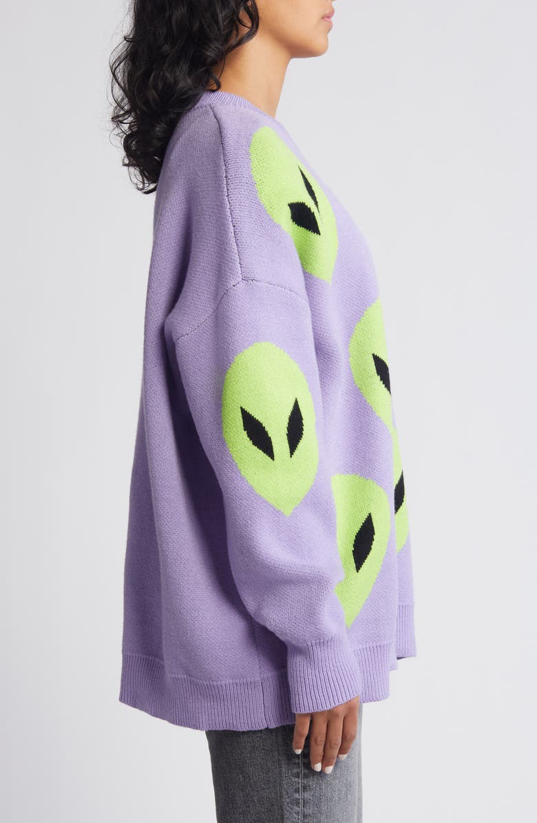 Dressed in Lala Alien Crewneck Sweater, Alternate, color, Lavender