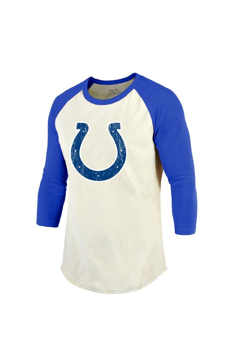 Majestic Threads Men's Majestic Threads Jonathan Taylor Cream/Royal Indianapolis Colts Player Name & Number Raglan 3/4-Sleeve T-Shirt, Alternate, color, Cream
