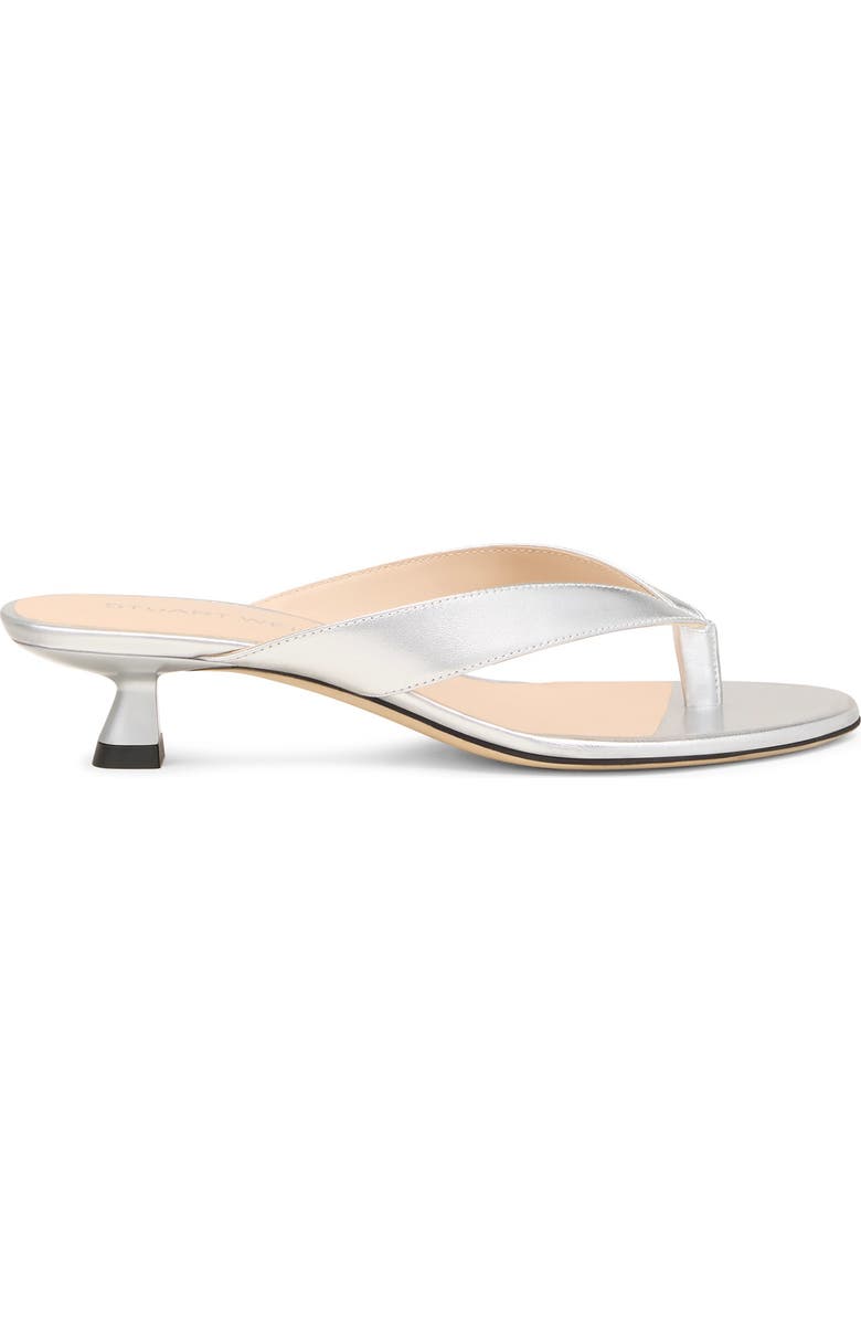 Stuart Weitzman Rio Kitten Heel Sandal, Alternate, color, Silver