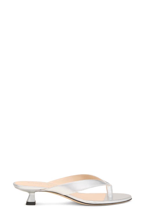 Stuart Weitzman Rio Kitten Heel Sandal In Silver