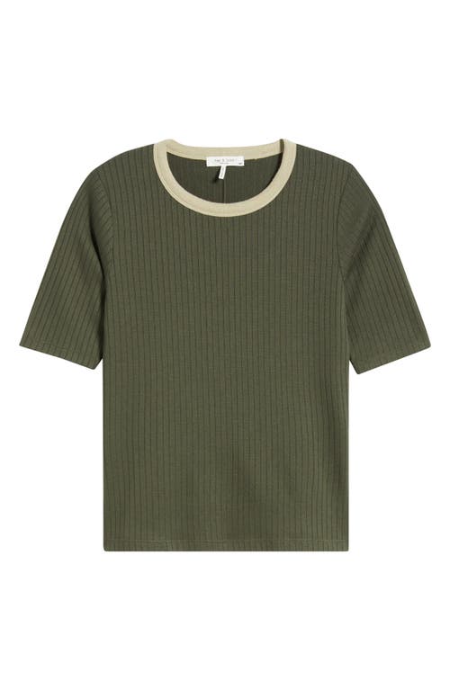 Rag & Bone The Knit Contrast Ringer Tee In Green