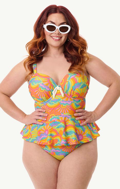Plus Size Peplum Solana Tankini Swim Top