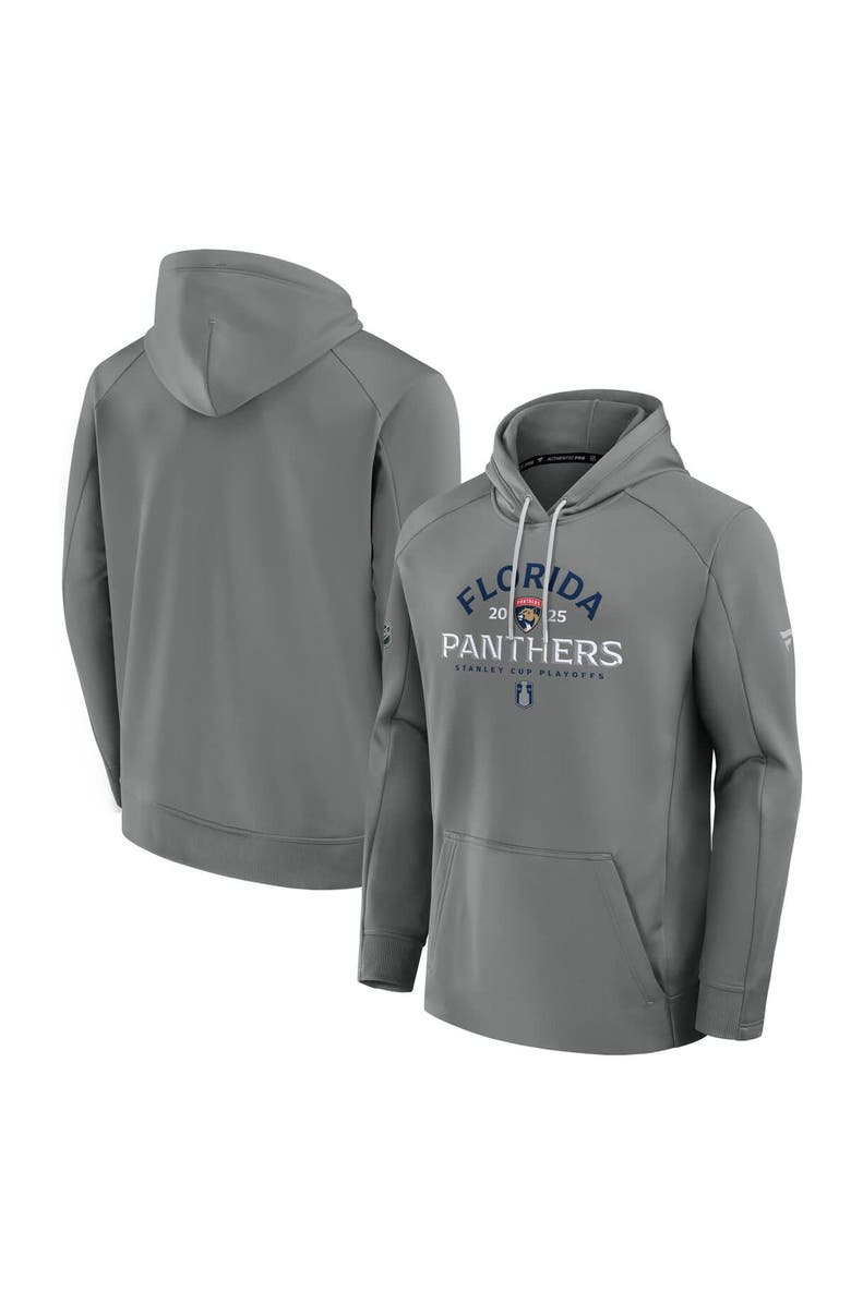 FANATICS Men's Fanatics Gray Florida Panthers 2025 Stanley Cup Playoffs Authentic Pro Rink Fly Fleece Pullover Hoodie, Alternate, color, Gray