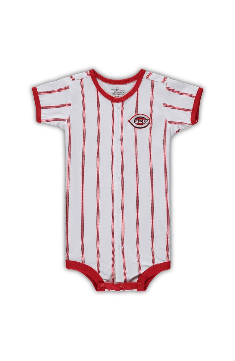 Outerstuff Infant White Cincinnati Reds Pinstripe Power Hitter Coverall, Main, color, White
