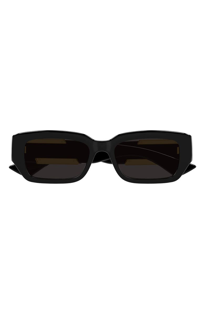 Bottega Veneta 53mm Rectangular Sunglasses, Main, color, Black