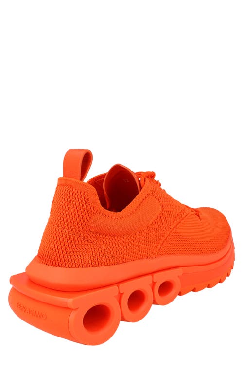 Ferragamo Nima Knit Sneakers In Orange