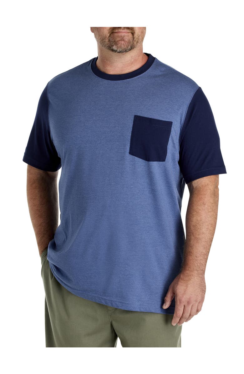 Harbor Bay by DXL Big & Tall Moisture-Wicking Pocket T-Shirt, Main, color, Bijou Blue Heather