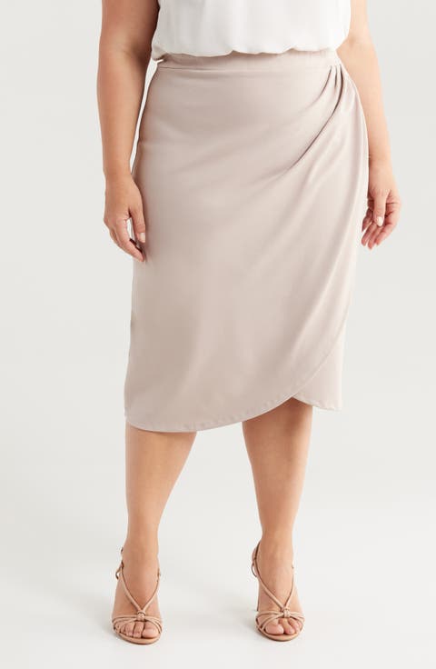 Tulip Hem Wrap Skirt (Plus)