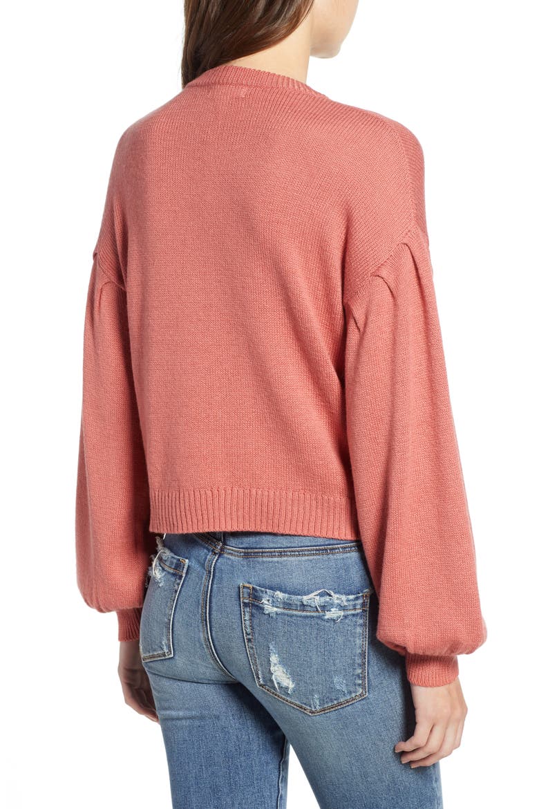 Blouson Sleeve Sweater, Alternate, color, PINK CEDAR